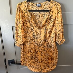 Angie Gold Leopard Print Studded Blouse